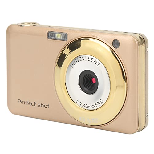 Digital Camera, 2.7in 48MP HD Kids Camera 8X Optical Zoom Compact Portable Mini Cameras, USB Rechargeable Video Camera Supports 32GB Card for Students, Teens, Kids Golden