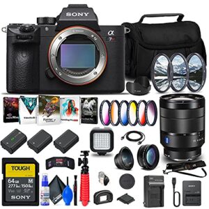 sony alpha a7r iva mirrorless digital camera (body only) (ilce7rm4a/b) + sony fe 24-70mm f/4 lens + 64gb memory card + corel photo software + case + 2 x np-fz100 compatible battery + more (renewed)