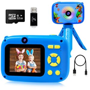 kids camera- 40mp camera for kids with 2.4 inch large screen, 1080p hd digital video cameras for toddler children’s birthday with 32gb sd card, sd card reader