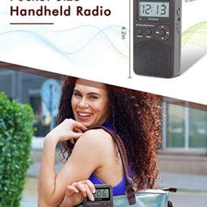 Ratakee Battery Operated Handheld AM/FM Radio with Preset, Sleep Timer and Battery Backup for Yard Work, Walking, Camping, Jogging, Fishing, 3 AA Battery Powered