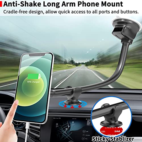 Windshield Car Phone Mount Long Arm, APPS2Car 13 Inches Gooseneck Magnetic Window Mobile Holder for Truckers Drivers Semi Truck SUV MPV Vehicle Compatible with All iPhone Samsung Phones iPad Mini