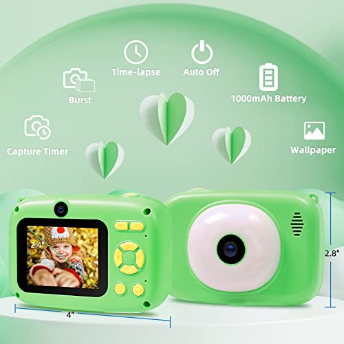 seanme Kids Selfie Camera with 32GB Card, 40MP & 1080P HD Kids Digital Camera Toys for 3-8 Year olds, Birthday & Christmas Gifts for 3 4 5 6 7 8 9 10 Year Old Boys (Green)
