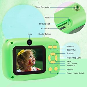 seanme Kids Selfie Camera with 32GB Card, 40MP & 1080P HD Kids Digital Camera Toys for 3-8 Year olds, Birthday & Christmas Gifts for 3 4 5 6 7 8 9 10 Year Old Boys (Green)