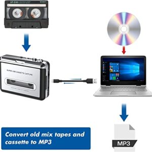 Walkman Cassette Player,Retro Cassettes Tape to MP3 CD Converter, Portable USB Casete Capture Stereo Audio Music Player Compatible with Laptop/PC Computer,Convert Cassette to Digital