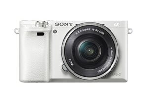 sony alpha a6000 mirrorless digital camera with 16-50 mm lens, 24 mp (white)