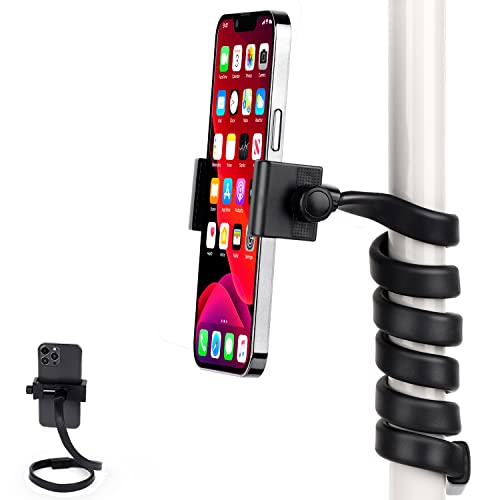 Mippko Portable Flexible Cell Phone Holder Stand for Shopping Cart /Treadmill / Stroller / Elliptical / Car / Bike, Compatible with 3.5~7.5" iPhone / Smart Phone, 27.5" Length Arm for Cellphone Secure