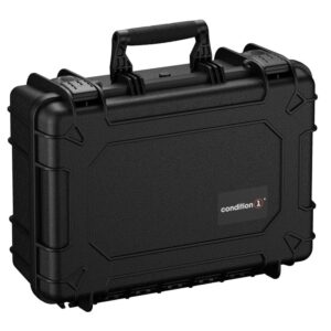 condition 1 medium waterproof hard case with foam, heavy-duty protective portable storage travel hard shell carrying cases for camera, electronics, tools, tactical gear, 18″ x 14″ x 7″#801, black
