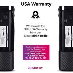 MIRKIT 3800 mAh UV82 Battery BL-8 7.4V Li-ion Compatible with Baofeng UV-82 MK3/5 UV 82HP UV 82 UV 82C Gmrs V1 MURS V1 Baofeng Accessories Baofeng Extended Battery Radio