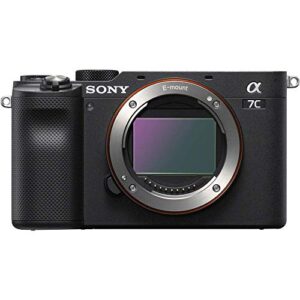 Sony Alpha a7C Mirrorless Digital Camera (Body Only, Black) (ILCE7C/B) + 2 x 64GB Memory Card + 3 x NP-FZ-100 Battery + Corel Photo Software + Case + External Charger + Card Reader + More (Renewed)