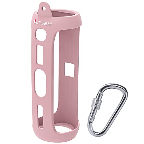 LTGEM Silicone Carrying Travel Case for JBL FLIP 5 Waterproof Portable Bluetooth Speaker with Extra Carabiner - Pink