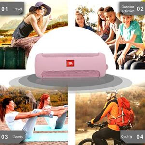 LTGEM Silicone Carrying Travel Case for JBL FLIP 5 Waterproof Portable Bluetooth Speaker with Extra Carabiner - Pink