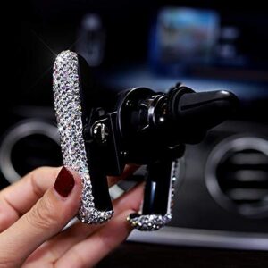 Bling Car Phone Holder Mini Car Dash Air Vent Automatic Phone Mount Universal 360°Adjustable Crystal Auto Car Stand Phone Holder Car Accessories for Women and Girls (White)