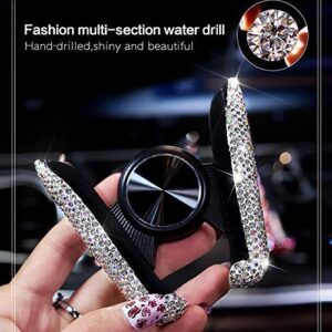 Bling Car Phone Holder Mini Car Dash Air Vent Automatic Phone Mount Universal 360°Adjustable Crystal Auto Car Stand Phone Holder Car Accessories for Women and Girls (White)