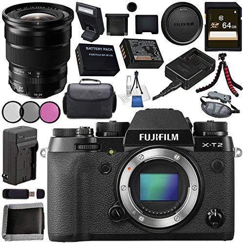 Fujifilm X-T2 Mirrorless Digital Camera (Body Only) 16519247 + Fujifilm XF 10-24mm f/4 R OIS Lens 16412188 Bundle