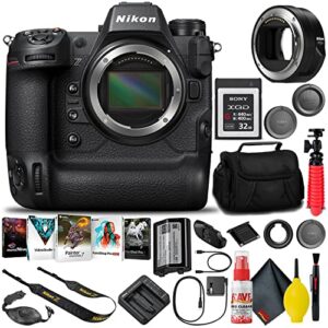 Nikon Z9 FX-Format Mirrorless Camera Body with FTZ II Mount Adapter (1669) + 32GB XQD Memory Card + Editing Software + Camera Bag + 12" Tripod + Cleaning Kit (Renewed)