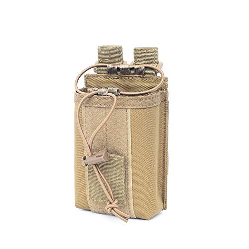 Tactical Radio Pouch Holder Molle Radio Holster Military Heavy Duty Radios Pouch Bag for Two Ways Walkie Talkies, Adjustable Storage Tools Case (Khaki)