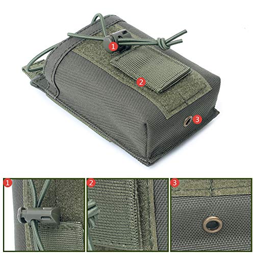 Tactical Radio Pouch Holder Molle Radio Holster Military Heavy Duty Radios Pouch Bag for Two Ways Walkie Talkies, Adjustable Storage Tools Case (Khaki)