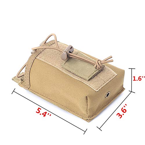 Tactical Radio Pouch Holder Molle Radio Holster Military Heavy Duty Radios Pouch Bag for Two Ways Walkie Talkies, Adjustable Storage Tools Case (Khaki)