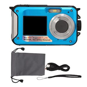 2.7K Underwater Digital Camera, 48MP Image 10FT Waterproof Video Camera, Dual Screens Digital Camera 16X Digital Zoom, Support up to 128G Micro Card(Blue)