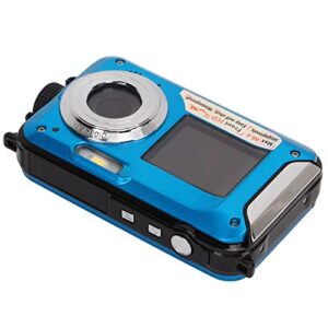 2.7K Underwater Digital Camera, 48MP Image 10FT Waterproof Video Camera, Dual Screens Digital Camera 16X Digital Zoom, Support up to 128G Micro Card(Blue)