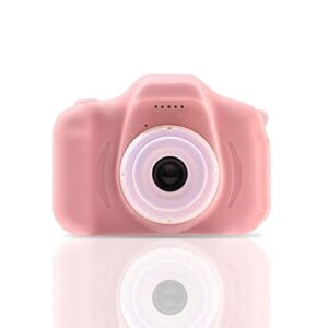 Acuvar 1080P Kids Selfie HD Compact Digital Photo and Video Rechargeable Camera Kit with 32GB TF Card & 2" LCD Screen Micro USB Charger, Lanyard. 6PC Card Holder and All in One USB Card Reader (Pink)