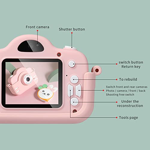 HD Camera for Children's, Front and Rear Dual 2000W HD Camera, TF-Card Max 32G, 1000mA Battery, Video Recording, Creative Photo Frame, Filter Mode, Interesting Puzzle Games,