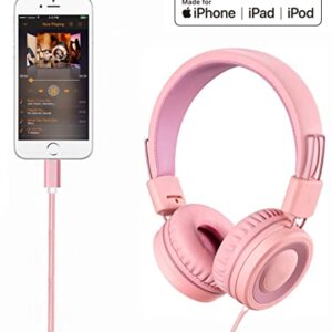 Aux Cord for iPhone, Lightning to 3.5mm Audio Nylon Braided Cable for iPhone 13 12 11 XS XR X 8 7 6 iPad iPod to Car/Home Stereo/Headphone/Speaker, Apple MFi Certified Headphone Jack Adapter (Pink)