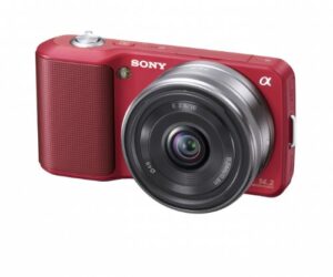 sony alpha nex nex3a/r digital camera with 16mm f2.8 lens (red)