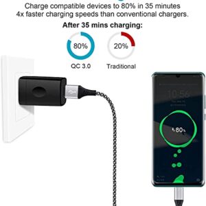 C Charger Fast Charging for Moto G Stylus/G Power/G Play 2021/E 2020/One 5G Ace/G10/G30/G60S/G100/G Fast/G 5G Plus/G9 Power/G8 Play/G7 Plus, 38W QC 3.0 Rapid Car Adapter Wall Charger+2X C Cable