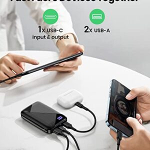 EAFU Portable Charger, Compact 10000mAh USB C Power Bank, Triple 3A High-Speed External Battery Pack with Flashlight for iPhone 14 13 12 11 X Pro 8 Plus Samsung S20 S10 Note20 Google LG iPad Tablet