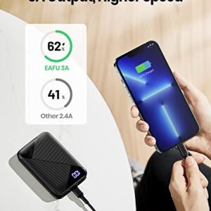 EAFU Portable Charger, Compact 10000mAh USB C Power Bank, Triple 3A High-Speed External Battery Pack with Flashlight for iPhone 14 13 12 11 X Pro 8 Plus Samsung S20 S10 Note20 Google LG iPad Tablet