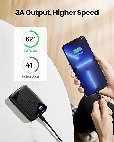 EAFU Portable Charger, Compact 10000mAh USB C Power Bank, Triple 3A High-Speed External Battery Pack with Flashlight for iPhone 14 13 12 11 X Pro 8 Plus Samsung S20 S10 Note20 Google LG iPad Tablet