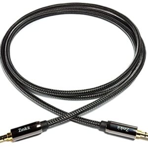 Zeskit Premium 3.5mm Jack Male to Male AUX Audio Cable, TRRS 4 Poles for Headphones with Mic, Speakers - 4ft