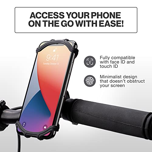 TeamObsidian Bike Phone Mount [ Size M ] Made of Durable Non-Slip Silicone. Rotatable Mobile Cellphone Holder/Universal Cradle for All Bicycle Handlebars and 99% of Smartphones