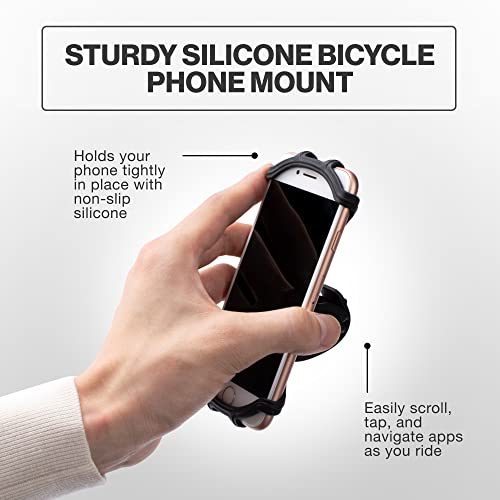 TeamObsidian Bike Phone Mount [ Size M ] Made of Durable Non-Slip Silicone. Rotatable Mobile Cellphone Holder/Universal Cradle for All Bicycle Handlebars and 99% of Smartphones