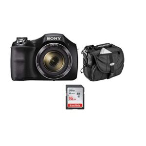 sony cyber-shot dsc-h300 digital camera, 20.1mp, 35x optical zoom, black – bundle with 16gb class 10 sdhc card, camera bag
