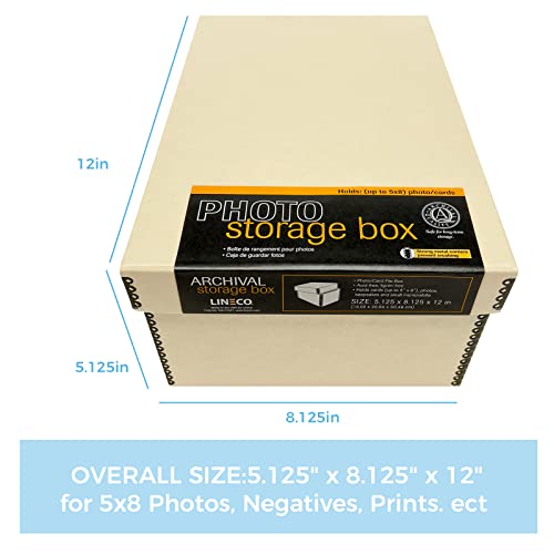 Lineco, Tan Photo Snapshot Photo, Card, File Box Removable Lid. Bulk Storage Negatives, Prints, Films. Museum Level Archival Storage Box. Protects Photos and Negatives. (5"x8"x12")