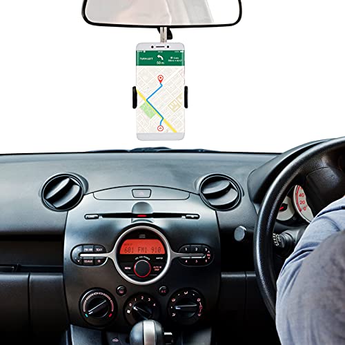 Frienda 360° Rearview Mirror Phone Holder, Universal Car Phone Holder Mount Car Rearview Mirror Mount Phone and GPS Holder, Car Phone Mount Clip Suitable for Most 4-6.1 Inch Mobile Phones (Black)