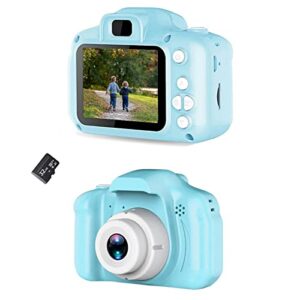 acuvar full 1080p kids selfie hd compact digital photo and video rechargeable camera with 32gb tf card & 2″ lcd screen and micro usb charging drop proof (blue)