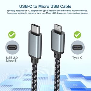 USB C to Micro USB Cable,Pofesun 3Pack 3ft Type C to Micro USB Charger Cable Braided Fast Charging Cord Compatible for Samsung Galaxy,Nexus,LG,PS4 Controller,Smartphones,Speaker,Power Bank,Camera-Gray