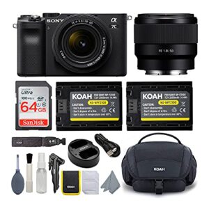 sony alpha a7c full-frame compact mirrorless camera (black) bundle with fe 28-60mm f/4-5.6 and 50mm f/1.8 lens (5 items)