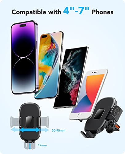 Car Phone Holder, Zethors Phone Mount for Car Dashboard Air Vent Cradle Stable Suction with 360° Flexible, Shockproof 2-in-1 Car Phone Holder Compatible with iPhone 13 Pro Max 12 11, iOS Android Phone