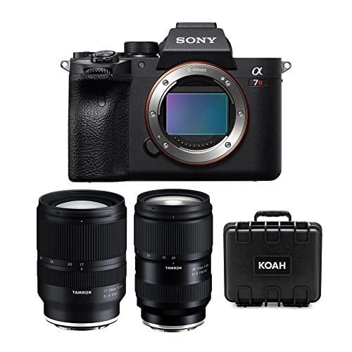 Sony a7R IV A 61MP Full-Frame Mirrorless Camera Bundle with Tamron 17 to 28 mm and 28 to 75 mm Lens, Weatherproof Hard Case (4 Items)