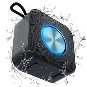 portable speaker bluetooth, wireless bluetooth speaker with led party light 5w loud stereo sound & enhanced bass speaker bluetooth 5.0, built-in mic, ip6 waterproof for party, shower, outdoor, travel