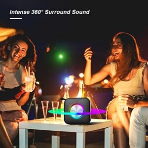 Portable Speaker Bluetooth, Wireless Bluetooth Speaker with LED Party Light 5W Loud Stereo Sound & Enhanced Bass Speaker Bluetooth 5.0, Built-in Mic, IP6 Waterproof for Party, Shower, Outdoor, Travel