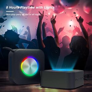 Portable Speaker Bluetooth, Wireless Bluetooth Speaker with LED Party Light 5W Loud Stereo Sound & Enhanced Bass Speaker Bluetooth 5.0, Built-in Mic, IP6 Waterproof for Party, Shower, Outdoor, Travel