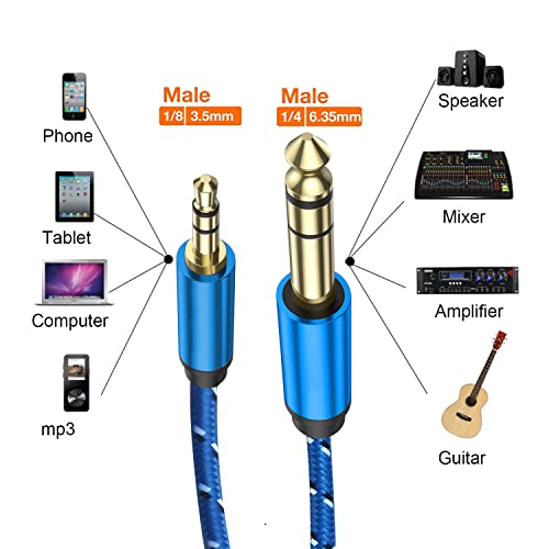 1/4 inch to 3.5mm Stereo Audio Cable, 6.35mm to 3.5mm Headphone Adapter, 1/4 to 1/8 Male to Male Aux Cord, 3.3ft (1m) Long, for Guitar, Cellphone, Laptop, Switch, Home Theater Devices (3.3ft)