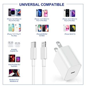 iPhone 13 14 Fast Charger Block,[Apple MFi Certified] Wall Charger Plug with 6ft USB C to Lightning Cable,Apple Charging Type C Power Adapter Cube Brick for iPhone 14 Pro Max/13 Pro/12 Mini/11,iPad