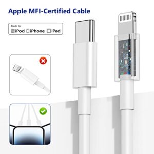 iPhone 13 14 Fast Charger Block,[Apple MFi Certified] Wall Charger Plug with 6ft USB C to Lightning Cable,Apple Charging Type C Power Adapter Cube Brick for iPhone 14 Pro Max/13 Pro/12 Mini/11,iPad