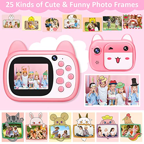 Kids Digital Camera for Girls and Boys, 1080P HD Dual Lens Video Recorder Toddler Camera with 32G SD Card, Cute Childrens Selfie Camera for Kids as Christmas, Birthday, Festival Gifts(Unprintable)